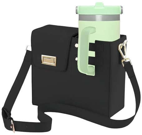 Sac pour Stanley Cup Sac à bandoulière portable pour Stanley Tumbler Porte-bouteille d'eau Sac avec compartiment et bandoulière réglable Femme Sac à bandoulière Sac porte-bouteille Sac avec téléphone