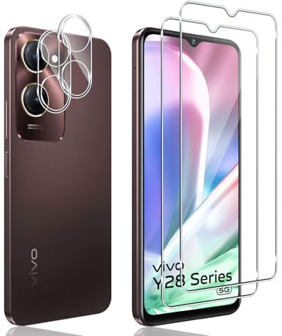 Xunzii Pellicola Vetro Temperato per Vivo Y28s/Vivo Y03, con Protezione Lente Fotocamera, 0,33mm Ultra Trasparente [Durezza 9H Anti Graffi] Protezione Schermo Pellicola Protettiva