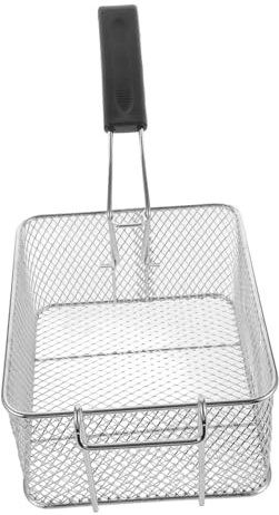 BESTOYARD Cesta Freidora Metálica De Acero Inoxidable Con Mango Protector Antiquemaduras Diseño Cuadrado Resistente y Duradero Para Uso Industrial y Doméstico
