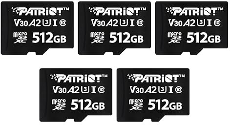 Patriot VX Series 512GB Micro SDXC V30 A2 UHS-I U3 4K UHD Memory Card 5 Pack - PSF512GVX32MCX5