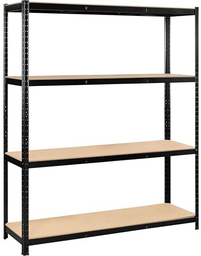 Soberine Scaffalatura a 4 Ripiani Massimo Carico 265 kg 150 x 45 x 180 cm Scaffale da Garage in Metallo Altezza Regolabile Montaggio senza Viti per Magazzino