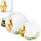 MamboCat Service de table 12 pièces Osterfreude I Vaisselle en porcelaine printanière avec décor lapin de Pâques pour 6 personnes I 6 assiettes creuses et 6 assiettes plates pour le petit-déjeuner, le