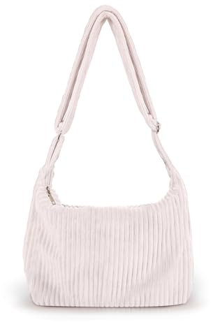 LOTEZAVA Cord Tasche Damen Shopper Klein Hobo Handtasche Corduroy Tote Bag Crossbody lässige Umhängetasche (Beige)