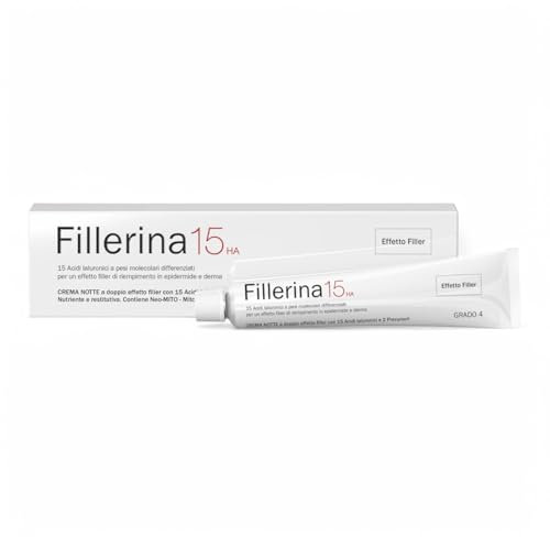Fillerina 15HA Nachtcreme für das Gesicht, sofortiger und langanhaltender Filler-Effekt, Grad 4, 50 ml