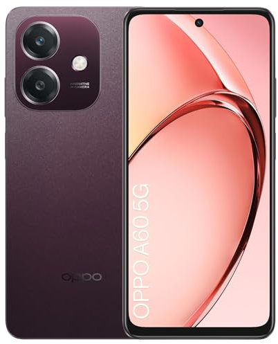 OPPO A60 5G 4+128GB, Smartphone Android Ohne Vertrag, Handy, Bildschirm 120Hz 6,67 LCD, Dimensity 6300 5G, 50MP AI Rückfahrkamera, 5100mAh Akku, SUPERVOOC 45W, NFC, Dual SIM, Simlockfrei, Rot