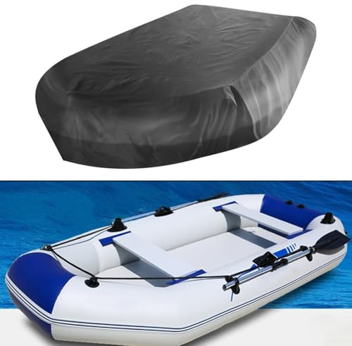 Bootsabdeckung, Bootsplane, 330X165X46 cm Größere Bootsabdeckung, 210D-Oxford-Stoff, Aufblasbare Boote, wasserdichte UV-Schutz Abdeckungen, Schwarz, Schutz Für Boote, Yacht, Schnellboot, Runabout