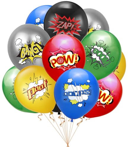 Fesnova Luftballons Helden, 18 Stück Helden Geburtstag Luftballons, 12 Zoll Latex Cartoon Luftballons, für Kindergeburtstag, Jungen und Mädchen, Babyparty, Geburtstagparty