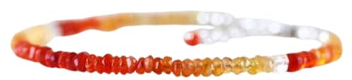 LKBEADS Mexikanischer Feueropal, 3 mm, Nuggetform, facettierte Perlen, 17,8 cm, verstellbarer versilberter Verschluss, Armband für Männer und Frauen | LK_STACK_04614