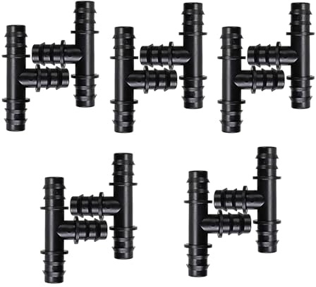 10 Stück T-Stück Schlauchverbinder 16mm (1/2 Zoll) Gartenschlauch T Stück Gardena Micro Drip T-Stück Schwarzer Kunststoff Garten Tropfschlauch Verbinder Gardena T Stück 13mm Tee Schlauchanschluss