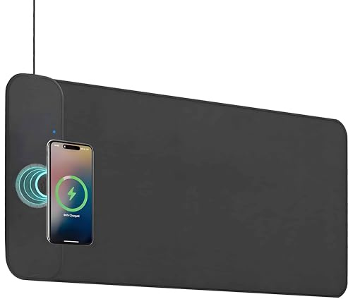 Large Leather 15W Wireless Charging Mouse Pad with Magnetic Phone Charger | 73x33cm Desk Mat with Magnetic Ring Adapter for non-Magsafe Phones, Charging Computer Mat for MacBook, Gaming, Home, Office