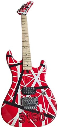 Custom 5150 White Stripe Red Electric Guitar Floyd Rose Tremolo Bridge, Locking Nut, Maple Neck & Fingerboard