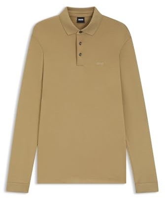BOSS Herren Pado 30 Longsleeve-Poloshirt aus Interlock-Baumwolle mit Logo Khaki XL