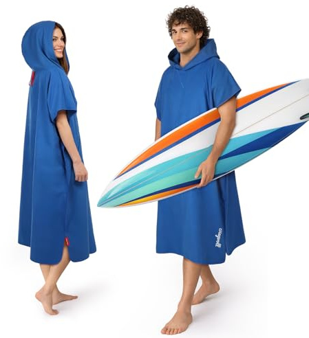 Mikrofaser-Badeponcho Damen & Herren,Umziehhilfe für Strand und Wassersport | schnelltrocknender & kompakter Handtuch Poncho für Erwachsene, Strandponcho mit winddichter Kapuze, 1 Stk Größe L-117x89cm