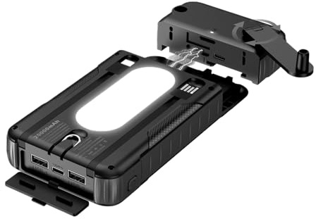 Solarladegerät Powerbank,wasserdichte Powerbank Mit 20000 mAh - Solar Mit Handkurbel - Für Smartphone, Kamera, Tablet, Camping, Wandern, Rucksacktour