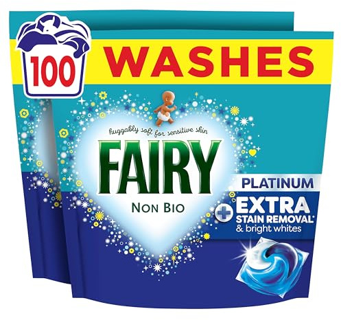 Fairy Non Bio Platinum Washing Liquid Pods, Voted No1 for Sensitive Skin, 100 Washes