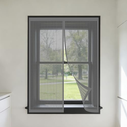 Zanzariera Magnetica 100 x 180 cm Autoadesiva Zanzariere Magnetiche per Finestre su Misura Chiuso Automaticamente Pieghevole per Finestre Qualunque Piccole Grandi, Grigio