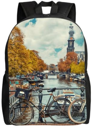 Laptop-Rucksack, 38,1 cm (15 Zoll), Reisen, lässig, Tagesrucksack, niedliche Schultertaschen, Schultasche, Fahrräder in Amsterdam, One Size, Casual | Tagesrucksack, Motiv: Vögel in Birke, bedruckt, für Reisen, Business, Arbeit, für Männer und Frauen