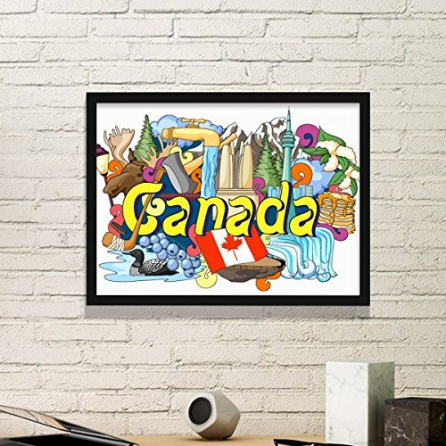 DIYthinker Rocky Mountains CN Tower Maple Kanada Graffiti Einfache Bilderrahmen Kunstdrucke Malereien Startseite Wandtattoo Geschenk Small Schwarz