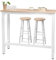WOLTU Conjunto de Mesa de Bar y 2 Taburetes, Muebles de Comedor de Metal + MDF, Mesa Alta y Taburetes para Bar, Cocina y Salon, Barra Cocina 120x40x100 cm, Blanco + Hell Eiche