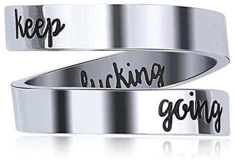 Inspirierender Ring, NewChiChi Edelstahl graviert Keep Going Ringe, verstellbarer Ringschmuck für Männer und Frauen