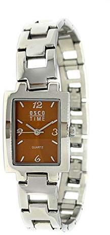 OSCO TIME Damen-Armbanduhr Analog Quarz mit Edelstahlarmband OS4095 (orange)