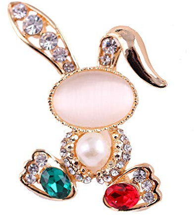 YAZILIND Mode Opal Brosche Kragen Schnalle Pin Frauen Niedlichen Tier Breastpin Kleidung Zubehör Party Corsage Kaninchen