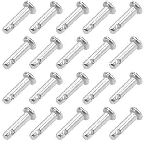 sourcing map 20St Gabelbolzen Einloch Flachkopf 304 Edelstahl Link Scharnierstift 3mm X 12mm