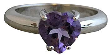 Anello in Argento Sterling con Ametista a Cuore - Design Romantico ed Elegante - Gioiello Raffinato per Donna (US Size 7 / Diameter 17.3 / EU 54)