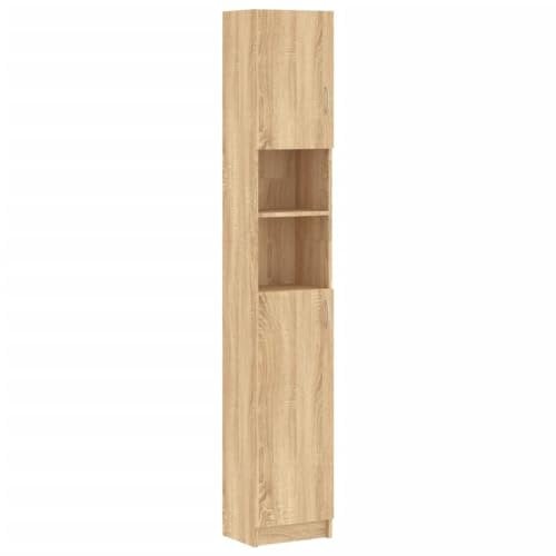 vidaXL Armadio per bagno, armadio alto di stoccaggio, armadio per lavatrice, bagno, casa, interno, rovere Sonoma 32 x 25,5 x 190 cm truciolato