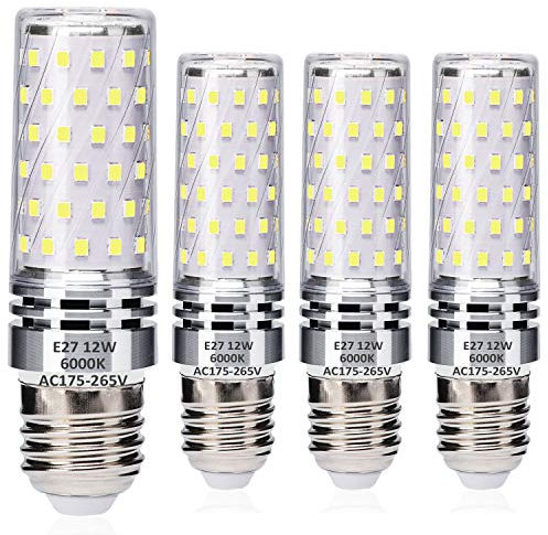 Ugvmn E27 LED Glühbirne12W Kaltweiss 6000K Entspricht 100W Halogenbirnen, E27 Fassung LED leuchtmittel mit Edison Faden, Kein Flackern, Nicht dimmbar, 1400lm, AC 230V, 4er Pack