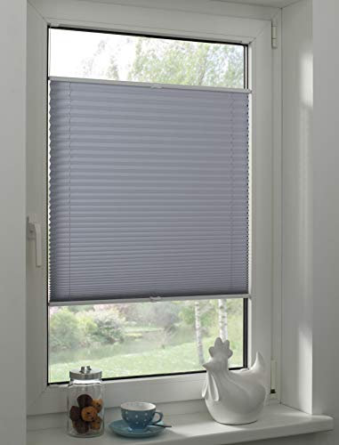 Sunpro24 Plissee auf Maß, Blickdichtes Faltrollo, Klemm-Montage, Sonnenschutzrollo, (B) 81-90 x (H) 211-220 cm, Grau