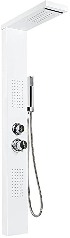 meihe Système Mitigeur Thermostatique 1000 Mitigeur Thermostatique avec Garniture de Douche Chrome,Inoxydable, Multi Function Panneau de Douche Système 38° en Acier,15 * 47 * 130cm