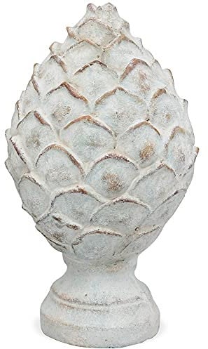 matches21 HOME & HOBBY Stilvolle Deko-Zapfen Sockel Deko-Figur Zement Creme-Weiss 28,5 cm als Vintage Garten-Deko