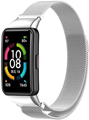 Cinturino in rete compatibile con Huawei Band 6, cinturino in metallo sottile traspirante compatibile con Honor 6 Smartwatch per uomini e donne braccialetto di ricambio, acciaio inossidabile metallo