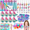vamei 102St. Meerjungfrau Party Mitgebsel Kindergeburtstag mit Meerjungfrau Schnapparmband Temporäre Tattoos, Schlüsselanhänger Spiralblock Give Aways Gastgeschenk Kinder Mädchen