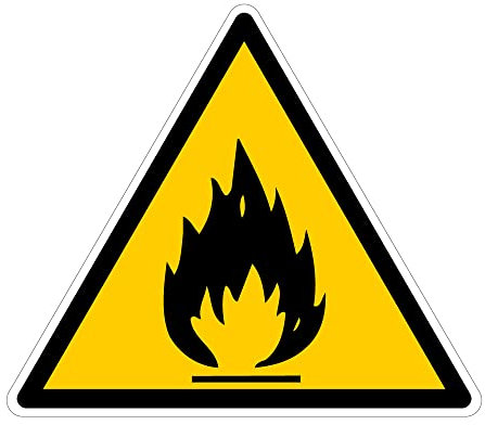 Signalétique.biz France – Warnschild „Entzündliche Stoffe“ – 250 × 250 mm – Selbstklebend – ISO 7010 W021 – UV-beständig