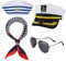 4 Stück Yacht-Kapitänsmütze, Matrosenschiff, Kappe und Schal, Sonnenbrille, marineblau, Matrosenmütze, Boot, Mütze, weiße Matrosenmütze für Kinder, Erwachsene, Männer, Kapitäne, Verkleidungsparty
