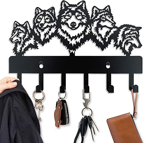 Viiluuxr SchlüSselbrett Schwarz Und 6 Haken SchlüSselhalter Ohne Bohren Wandmontage Platzsparendes Tragbares Organizer SchlüSselablage Aufbewahrung Kindergarderobe Garderobenhaken Mehrzweckhaken.