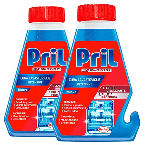 Pril Duo Power Expert Cura Lavastoviglie Intensive Azione Igienizzante e Pulizia Profonda Rimuove Residui Grasso Cattivi Odori Brillantezza Garantita - 2 Flaconi da 250ml