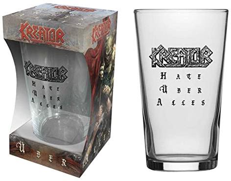 Kreator Beer Glass Hate Uber Alles Band Logo Nue offiziell Boxed One Size