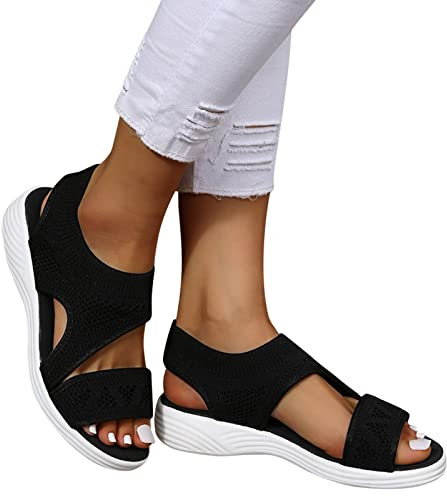 Plateau Sandalen Damen Fersensporn Slingback Schlüpfschuh Orthopädische Sandalen Elegant Bequeme Leichte Mesh Sandalen Sommerschuhe Flach Barfuß Sandalen Sommer Schuhe Orthopädische Schuhe