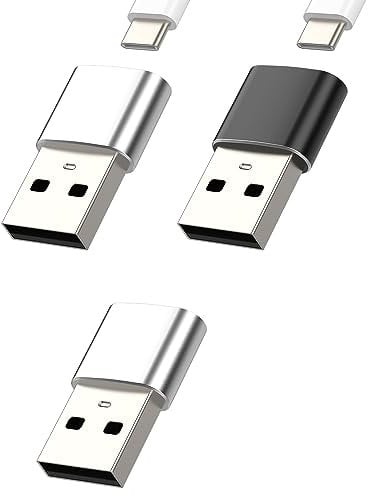 Adaptateur USB C vers USB Chargeur Rapide(Lot de 3) Accessoire Prise USBC Cable USB A Secteur Adapter Compatible pour Samsung Huawei Xiaomi Redmi Iphone Apple Embout Charge Cordon Convertisseur