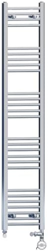 Myhomeware 300mm Wide Chrome Dual Fuel Electric Radiator Bathroom Towel Rail Radiator With Thermostatic and Standard Electric Element UK (300 x 1600 mm (h), MOA Thermostatic Electric Element)
