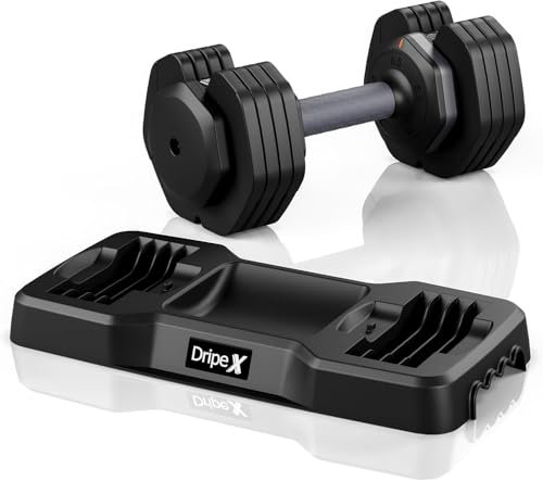 Dripex Hantel Verstellbare Kurzhantel 11 kg Einzeln, Hanteln mit Anti-Rutsch Griff, Einstellbaren Hantelscheiben und Ablageschale, Fitness Kurzhantel aus Stahl