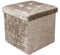 Rehmat Collection 1 Seat Crushed Velvet Ottoman Storage Cube Toy Box Chest With Diamanté Studded Lid - Foldable/Collapsable (Champagne)