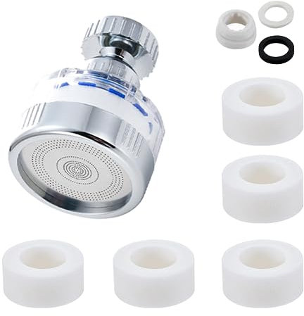 Filtri dell'acqua del rubinetto con 5 elementi filtranti, cartuccia filtrante del rubinetto dell'acqua del lavandino rotante a 360°, filtro per rubinetto da cucina e bagno, purificatore d'acqua dura,