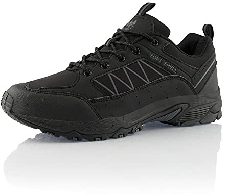 Fusskleidung® Herren Wanderschuhe Wasserabweisende Trekkingschuhe Schwarz Schwarz EU 42