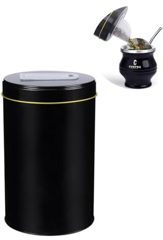 Cuopru Yerbero Yerba Mate - Recipiente con boquilla - Tapa de vertido de fácil llenado - Funciona para dispensador de azúcar, té, café, recipiente para café molido (Balck)