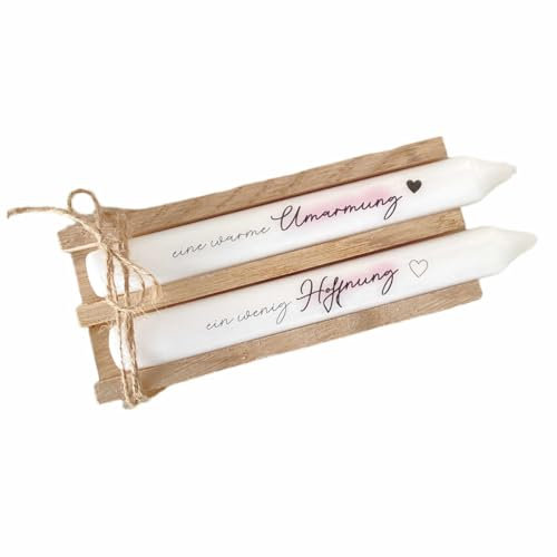 AWASG Kerze mit Spruch - 2er Set Geschenkkerzen mit Kerzentattoo - Stabkerze Trauer Abschied Beileid