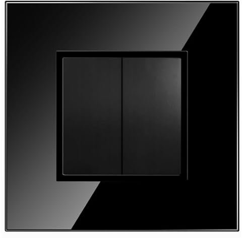 QUADRA Lichtschalter Glas schwarz Doppel